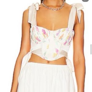 For Love and Lemons Floral White Corset Top